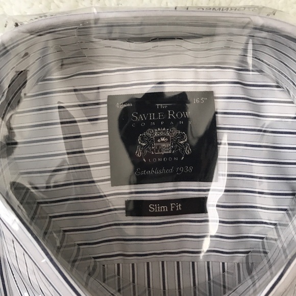 NWT. Savile Row Co. blue and grey stripped shirt - Picture 3 of 4